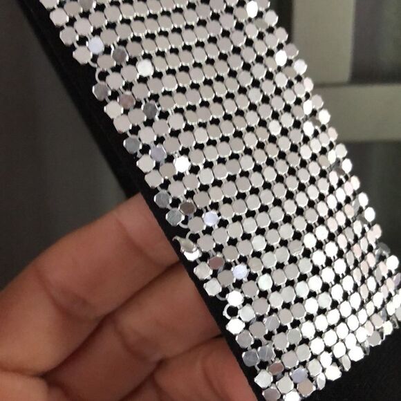 NWT Spense Black with silver mesh A-line dress. Size 8 - Picture 9 of 11